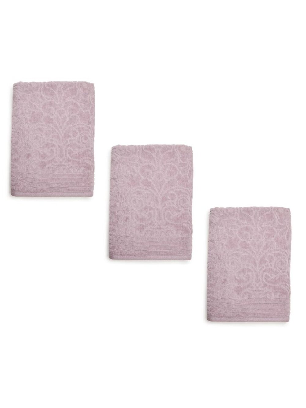 3 new LAVENDER Broyhill Jacquard Textured Velour 100% Cotton Bath Towels THICK